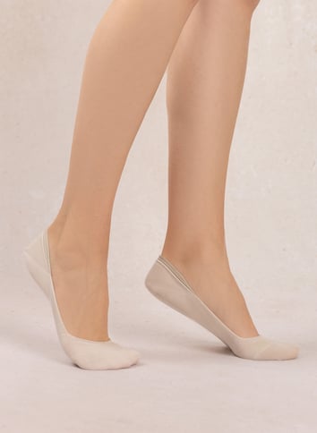 Set van 2 paar onzichtbare sokken van gemengd katoen BLEUFORET Beige